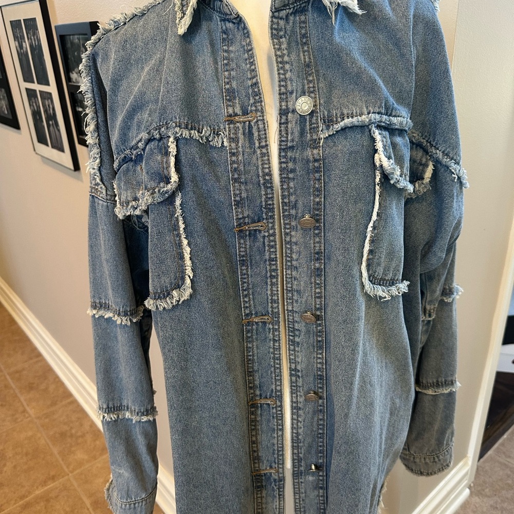 Mazik Frayed Edge Light Blue Denim Button-Down Shirt